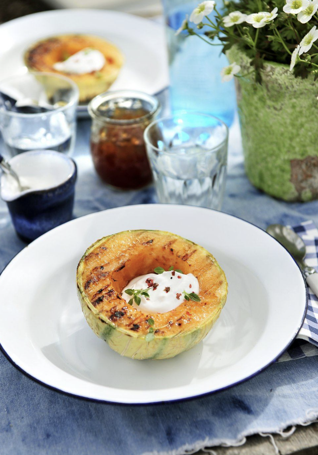 Gegrilde meloen met een hartige side